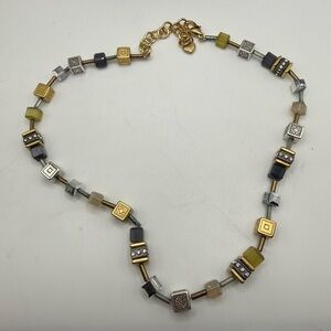 Brighton “Silent Code” Necklace • Mixed Metal Cubes • Retired • 15.5”–18”